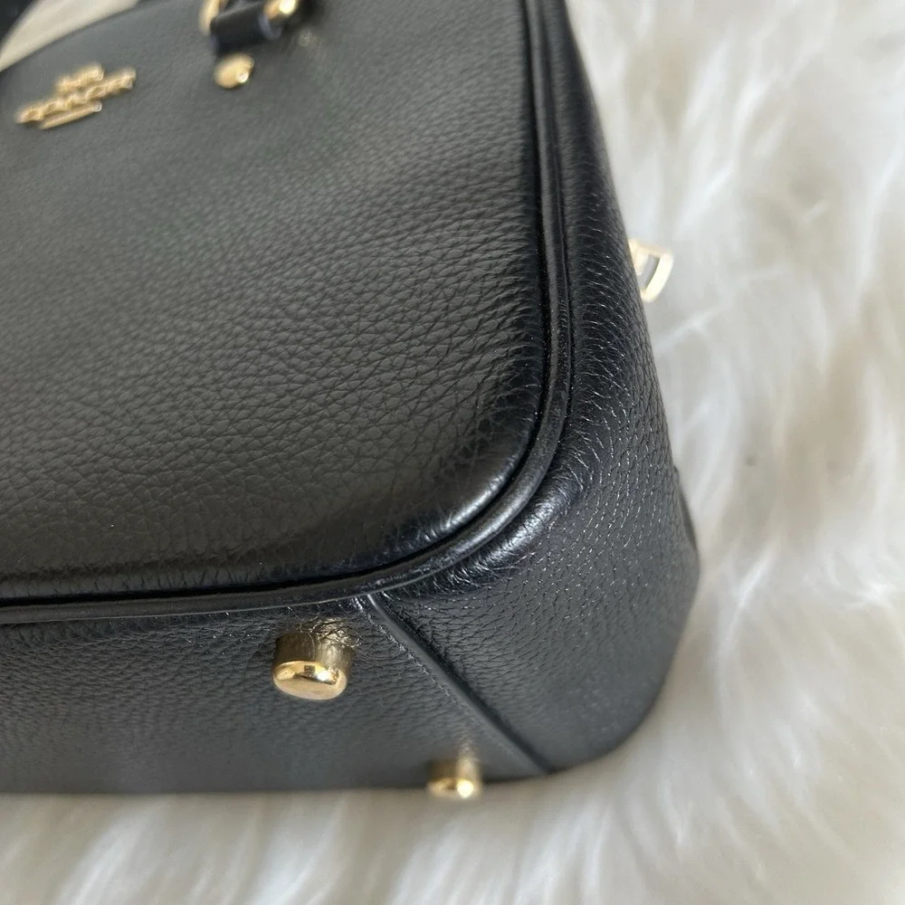Coach Savannah Small Black Pebbled Leather Satchel Shoulder Bag Excellent - Picture 8 of 16